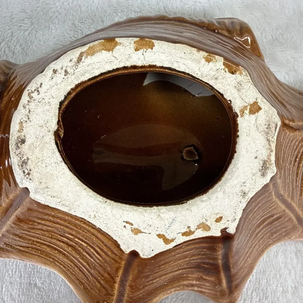 Studio Pottery Sea Shell Candy Trinket Dish Brown & Pink Glazed Benefits Charity